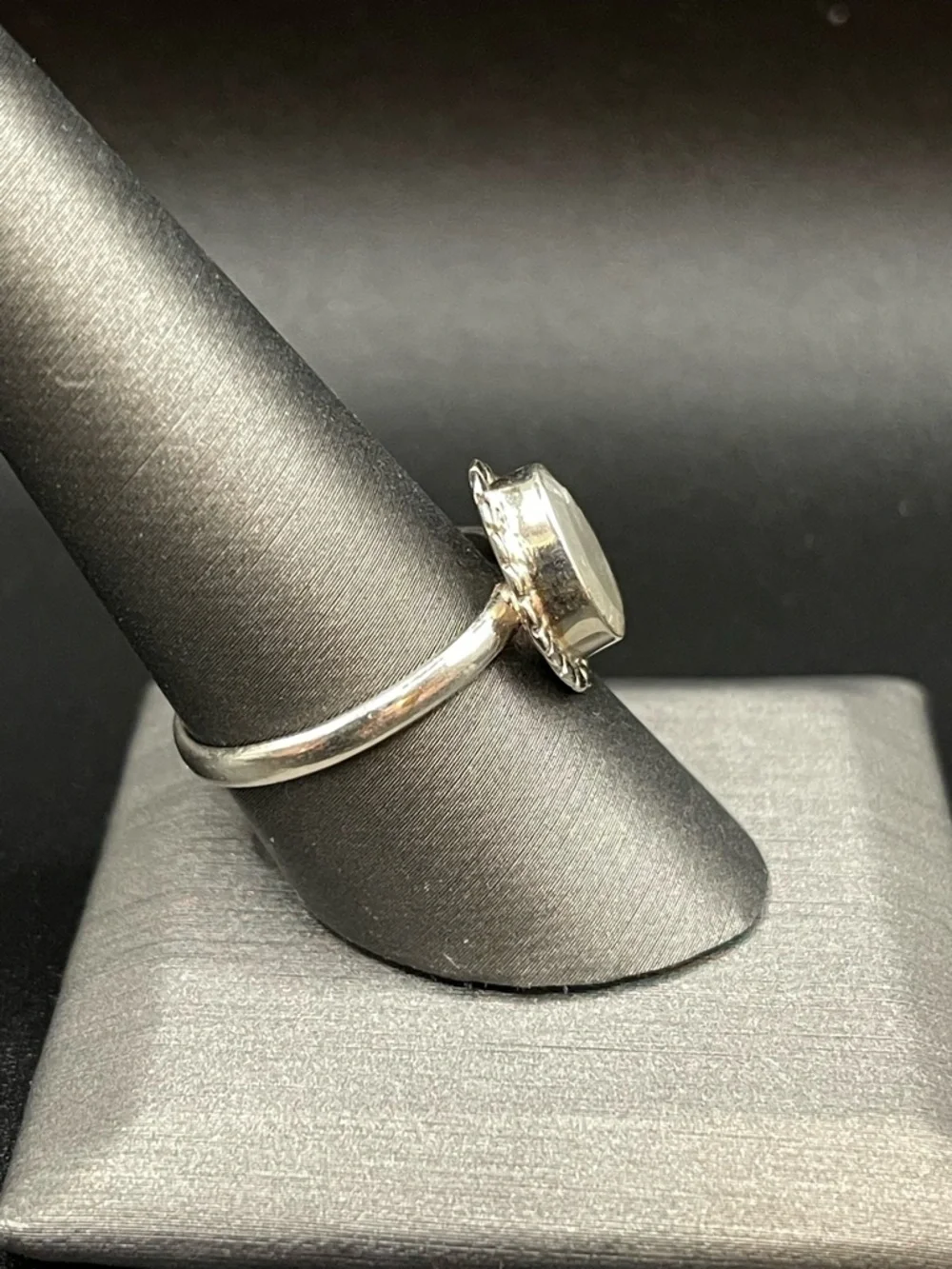 Sterling Silver Teardrop Moonstone Ring in White